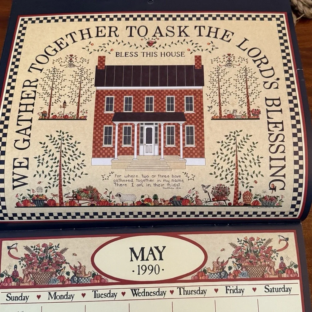 1990 Country Sampler Calendar – 12x12‎ – Folk Art Cottagecore Grannycore